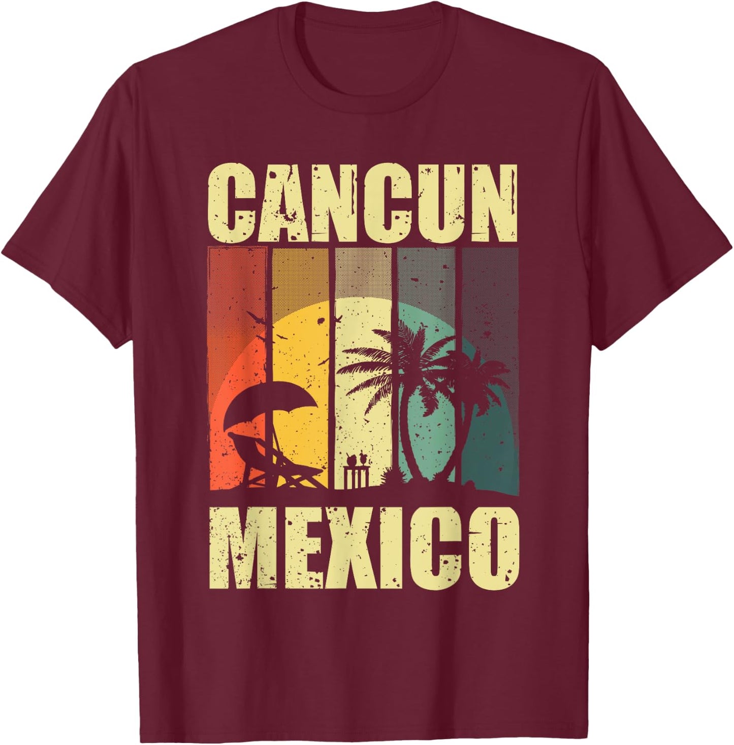 Funny Cancun Mexico Design Women Mexican Beach Lover T-Shirt - T-Shirt | Maroon