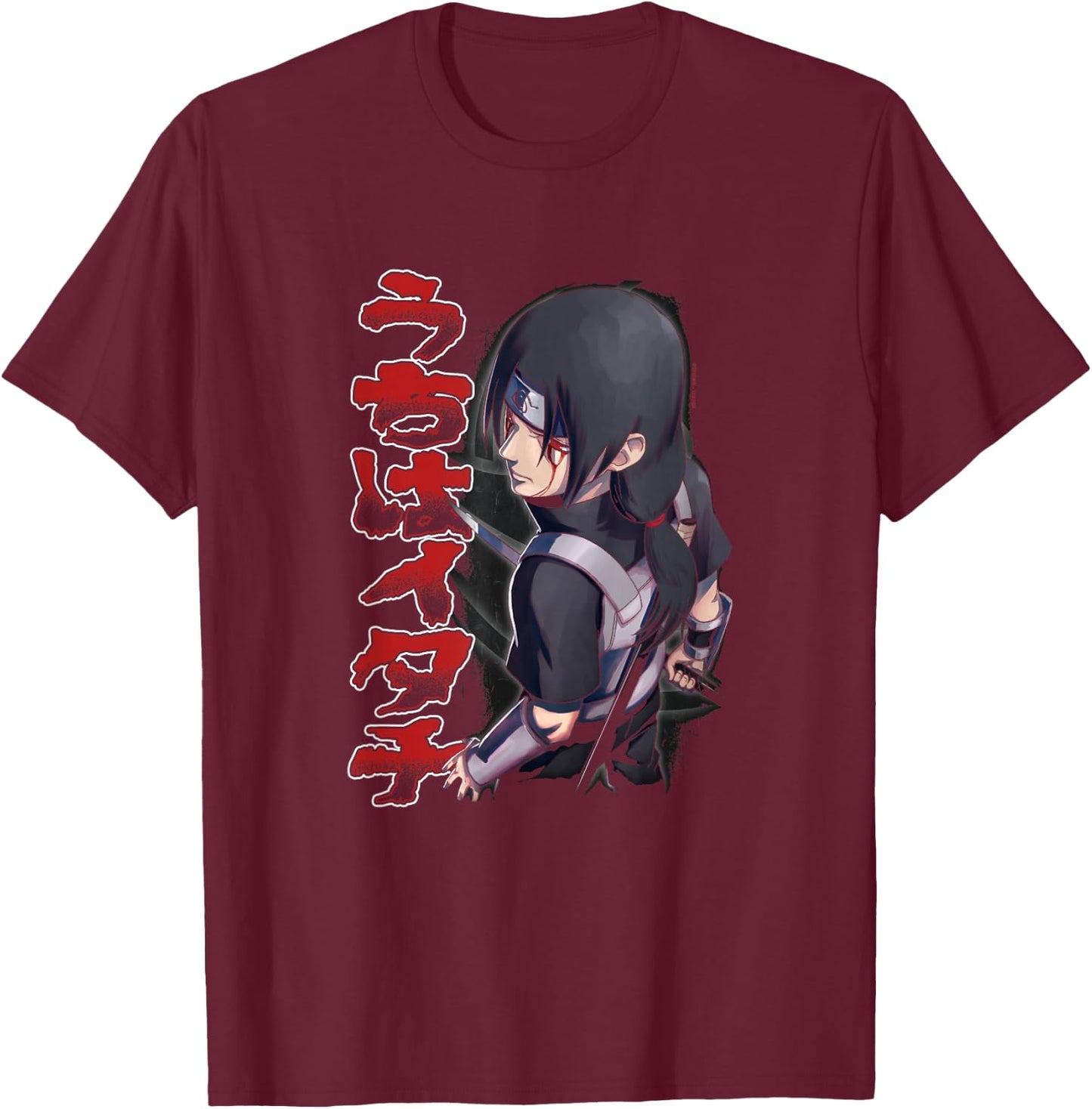 Naruto Shippuden Itachi Stance & Kanji T-Shirt - T-Shirt | Maroon