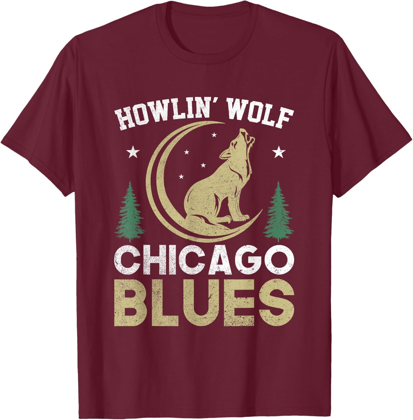 Howlin' Wolf Chicago Blues T-Shirt - T-Shirt | Maroon