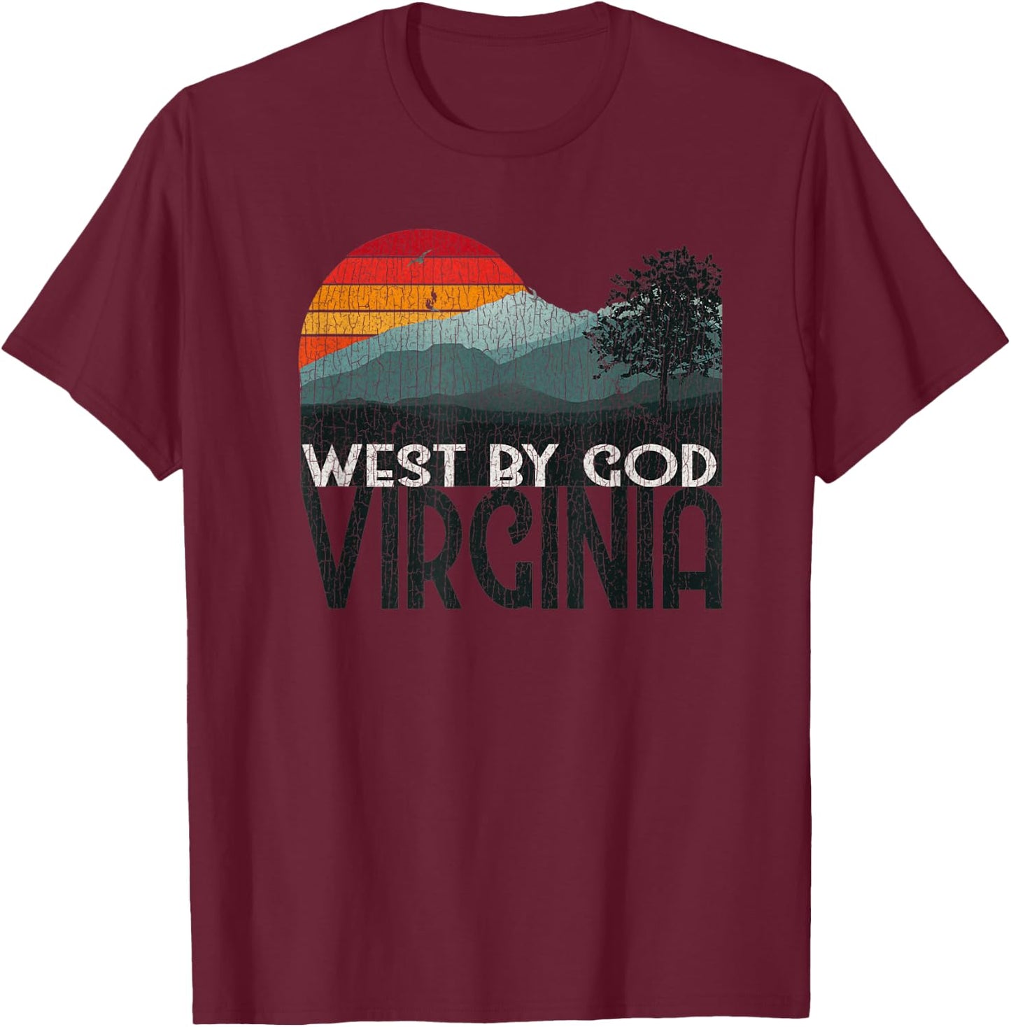 Vintage West By God Virginia T-Shirt - T-Shirt | Maroon