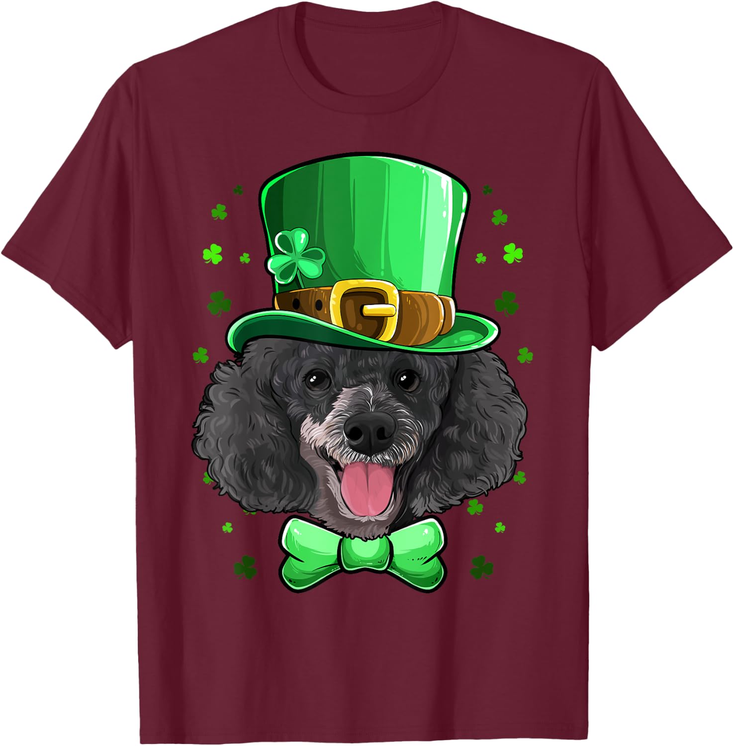 Poodle Leprechaun Costume St Patricks Day T-Shirt - T-Shirt | Maroon
