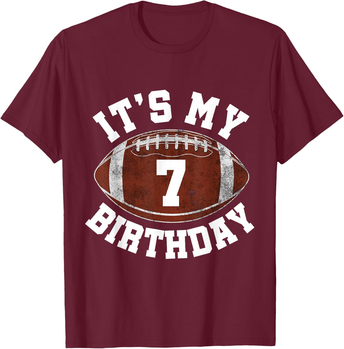 It's My 7th Birthday Boy 7 Year Old Football Player Kids T-Shirt - T-Shirt | Maroon