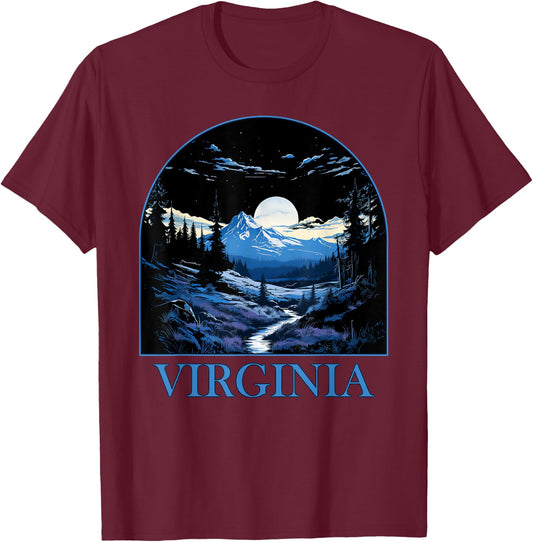 VIRGINIA VA Mountain State Pride and Mountains T-Shirt - T-Shirt | Maroon