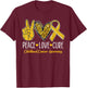 Peace Love Cure Childhood Cancer Awareness Gold Ribbon T-Shirt - T-Shirt | Maroon