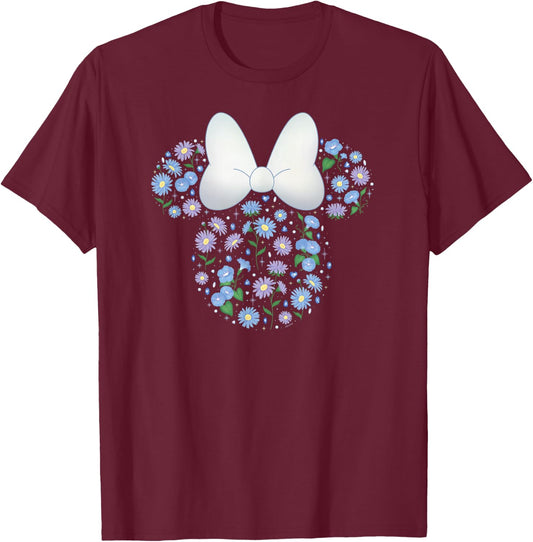 Disney Minnie Mouse September Birth Month Birthstone Flowers T-Shirt - T-Shirt | Maroon