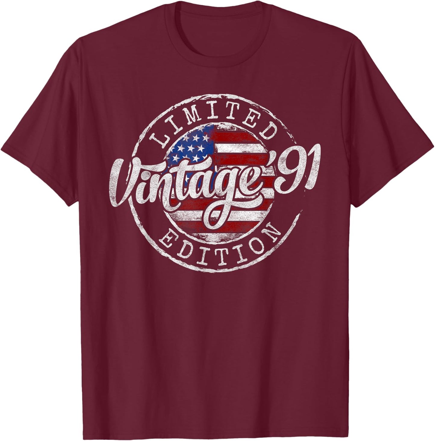Vintage 1991 34th Birthday Gifts Women 34 Year Old T-Shirt - T-Shirt | Maroon