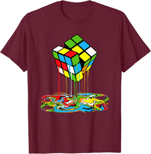 Melting Cube Math Speedcubing Lovers Boys T-Shirt - T-Shirt | Maroon