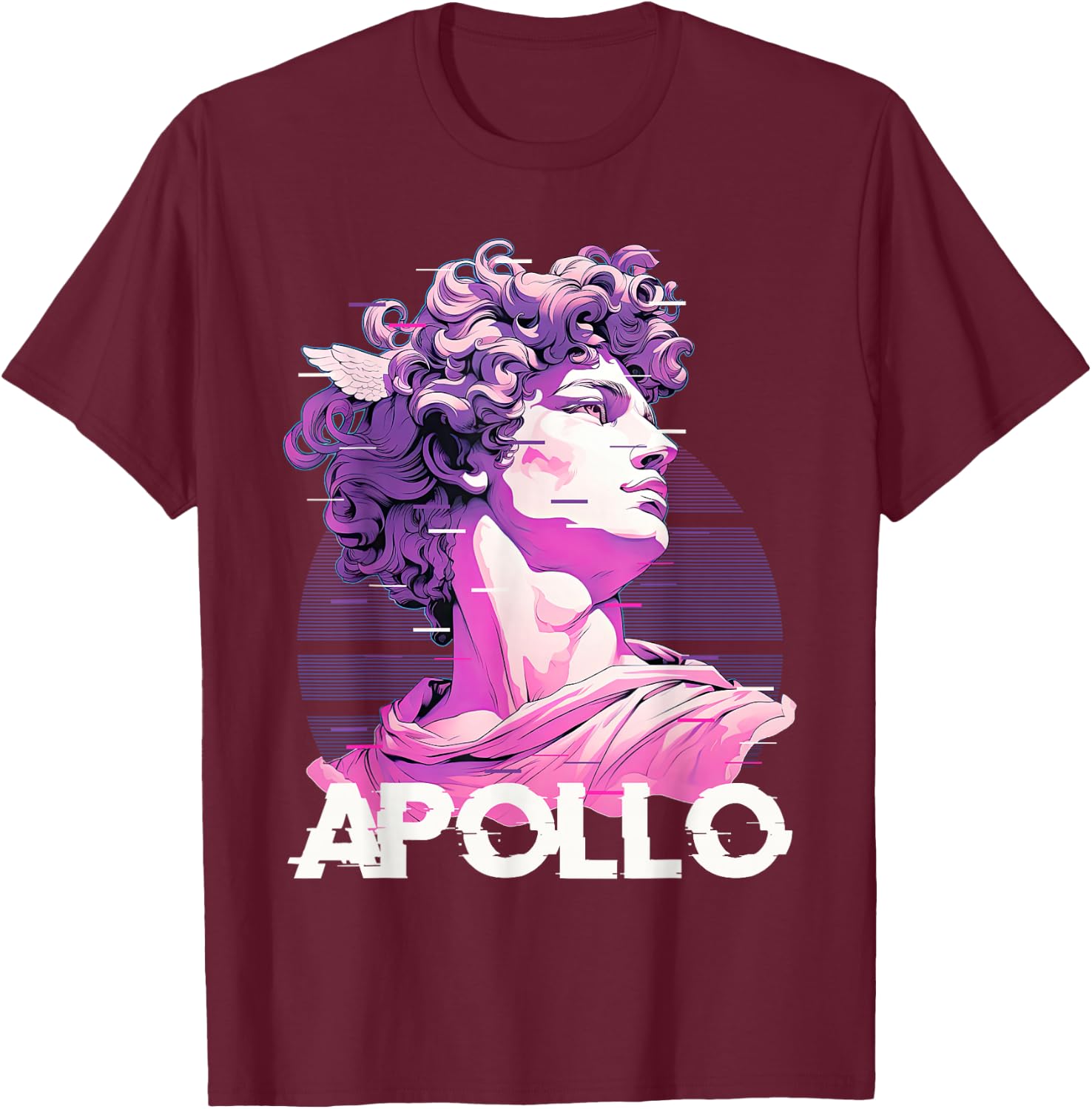 Apollo Greece God Glitch Aesthetic Greek Vaporwave T-Shirt - T-Shirt | Maroon