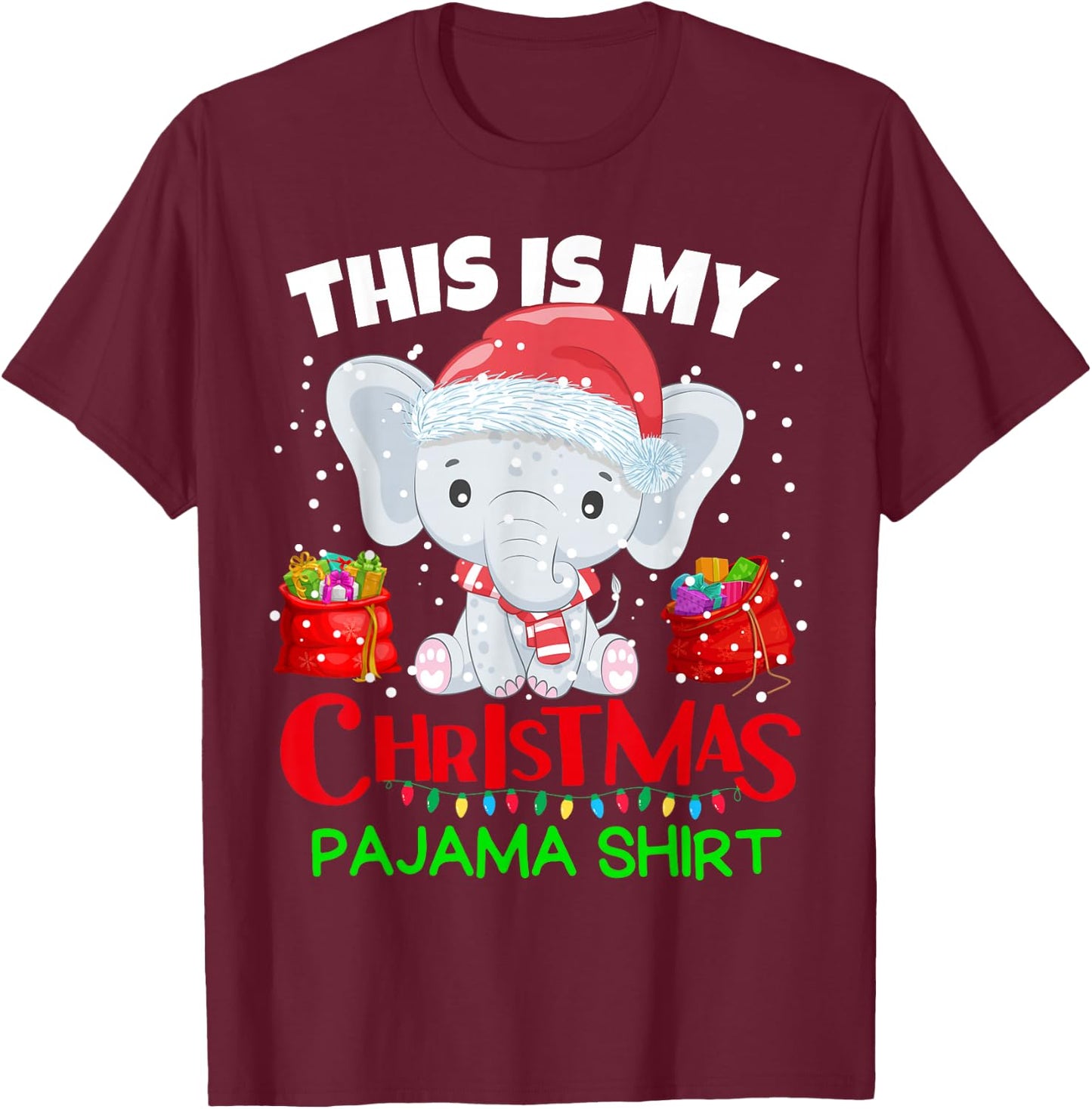 This is my Christmas Pajama Shirt baby elephant for kids T-Shirt - T-Shirt | Maroon