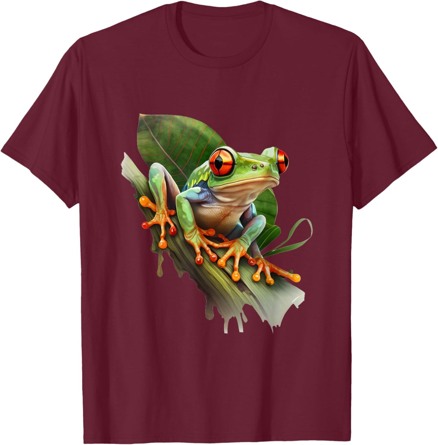 Red Eyed Tree Frog Rainforest Amphibian Green Body Tree Frog T-Shirt - T-Shirt | Maroon