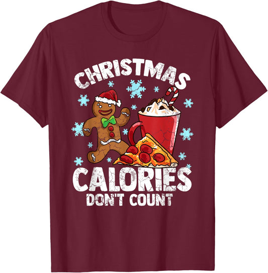 Christmas Calories Don't Count Diet Workout Gym Exercise T-Shirt - T-Shirt | Maroon