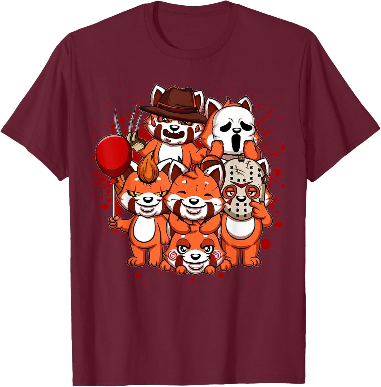 My Little Horror Crew - Halloween Red Pandas T-Shirt - T-Shirt | Maroon