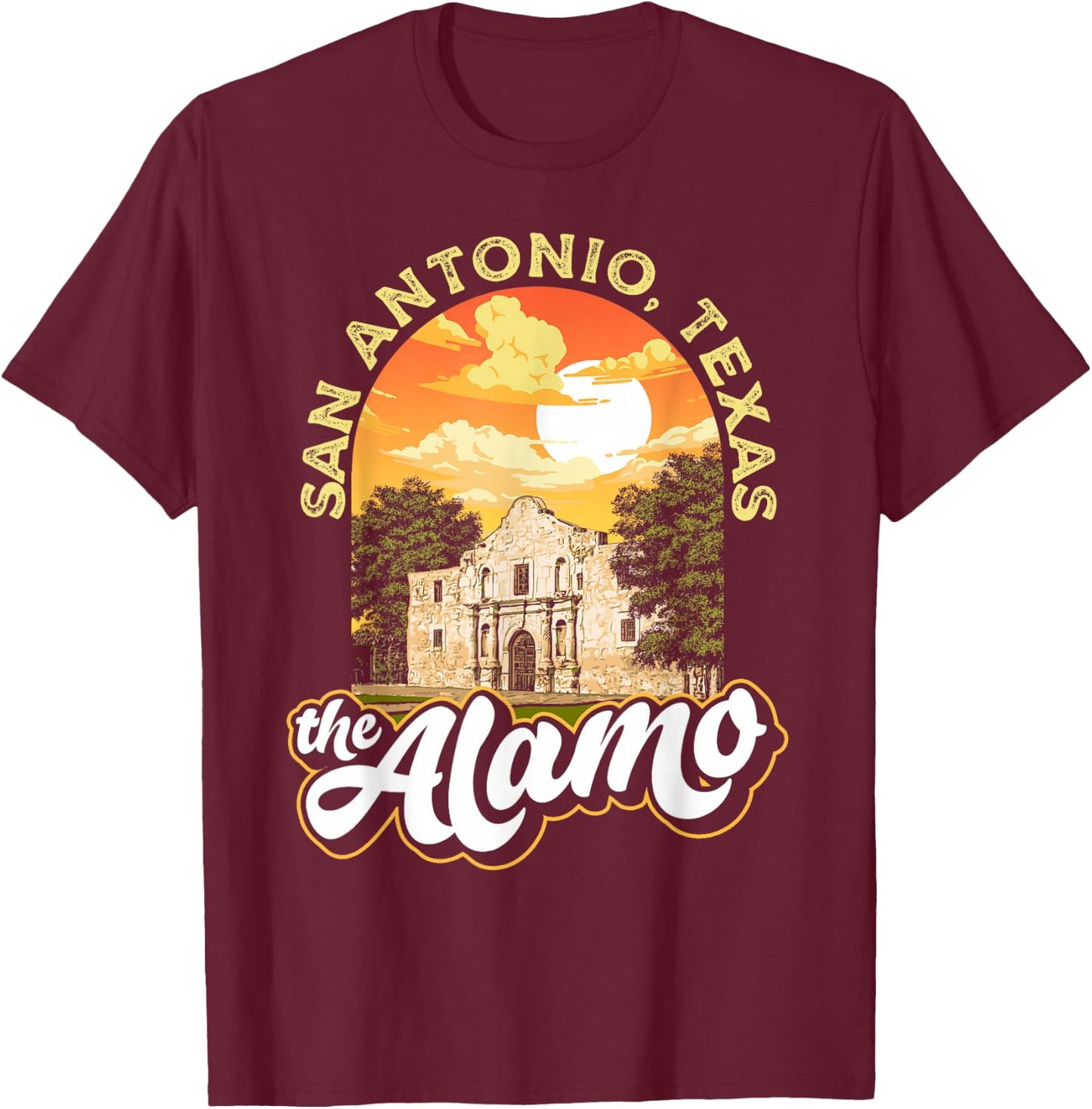 The Alamo San Antonio Texas Mission Vintage Retro Remember T-Shirt - T-Shirt | Maroon