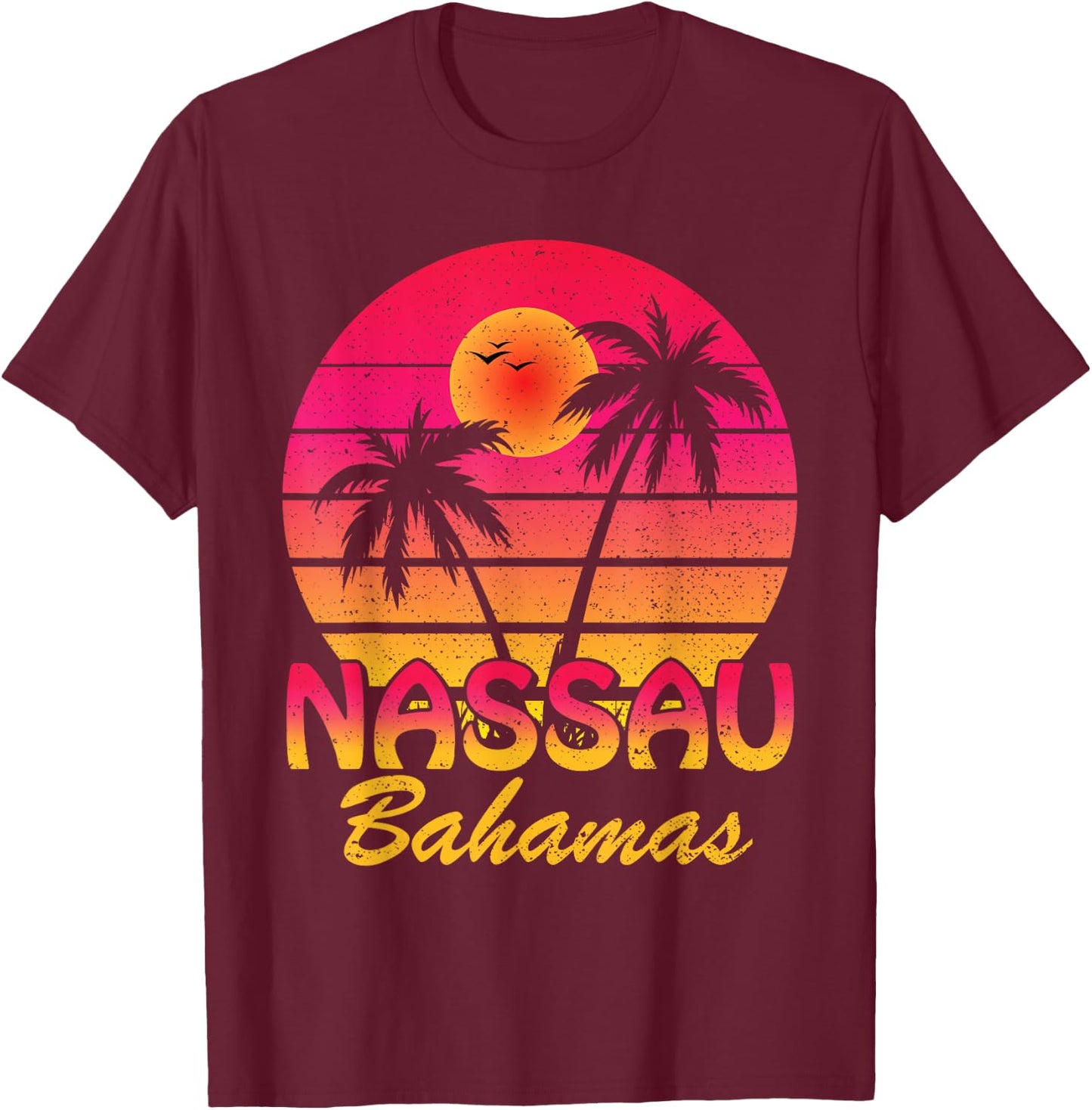 Nassau Bahamas Beach Retro Summer Vibes Family Vacation T-Shirt - T-Shirt | Maroon