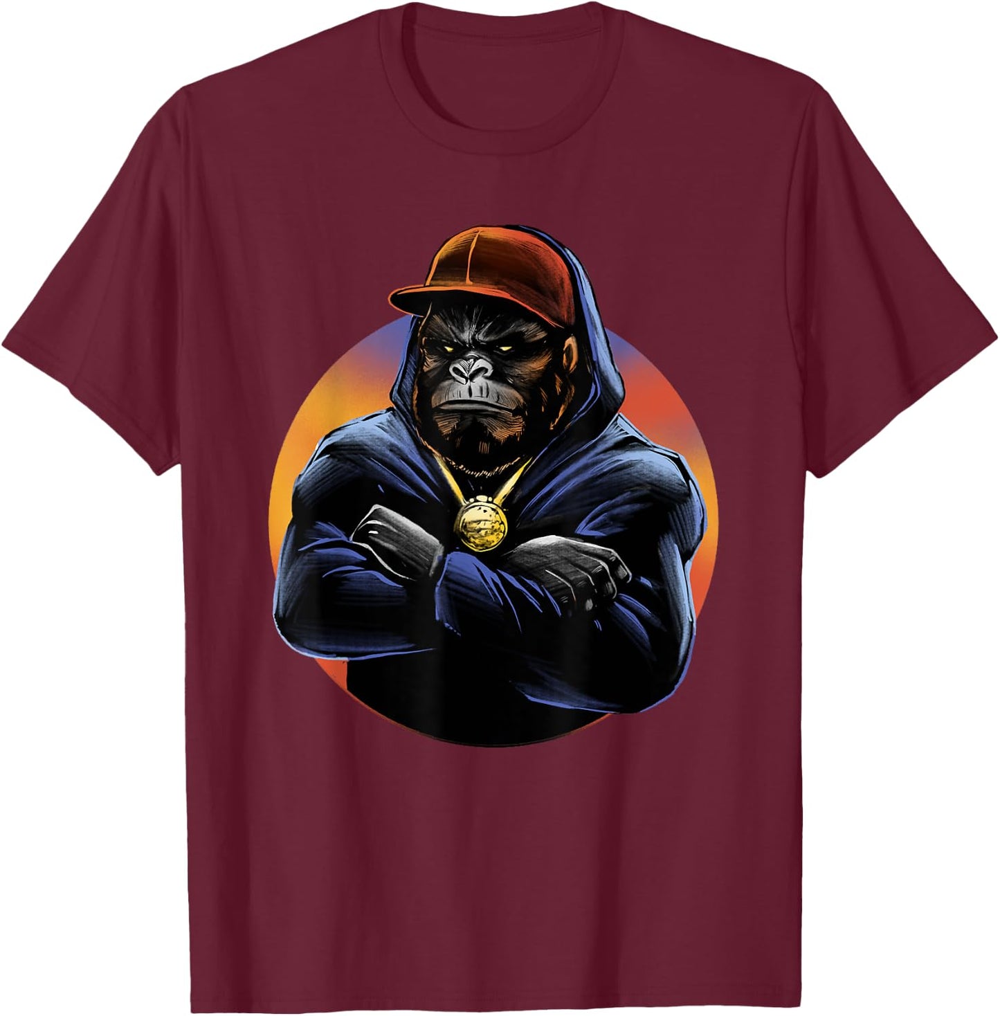 Hip Hop Orangutan street life Monkey Graphic T-Shirt - T-Shirt | Maroon