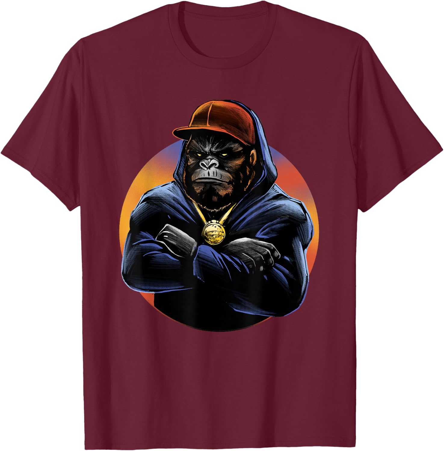 Hip Hop Orangutan street life Monkey Graphic T-Shirt - T-Shirt | Maroon