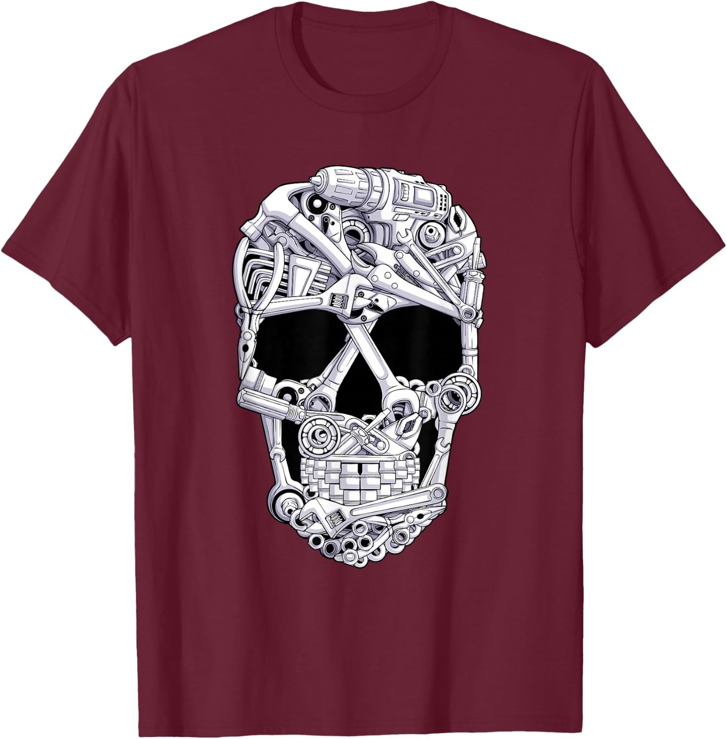 car Mechanic Tools Skull Garage Halloween Costume Skeleton T-Shirt - T-Shirt | Maroon