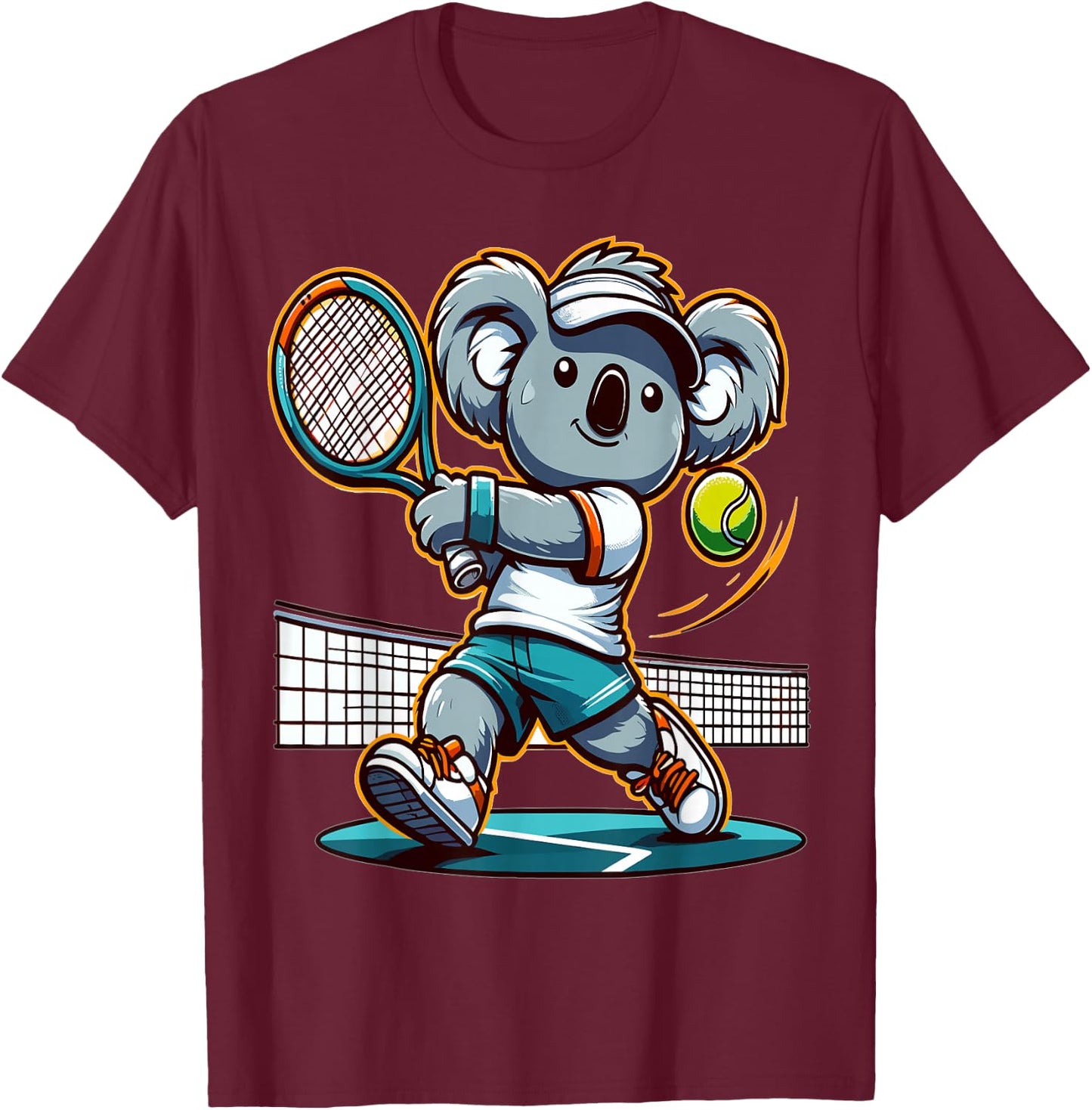 Koala Bear plays tennis for Koala Bear lovers and Koala Bear T-Shirt - T-Shirt | Maroon