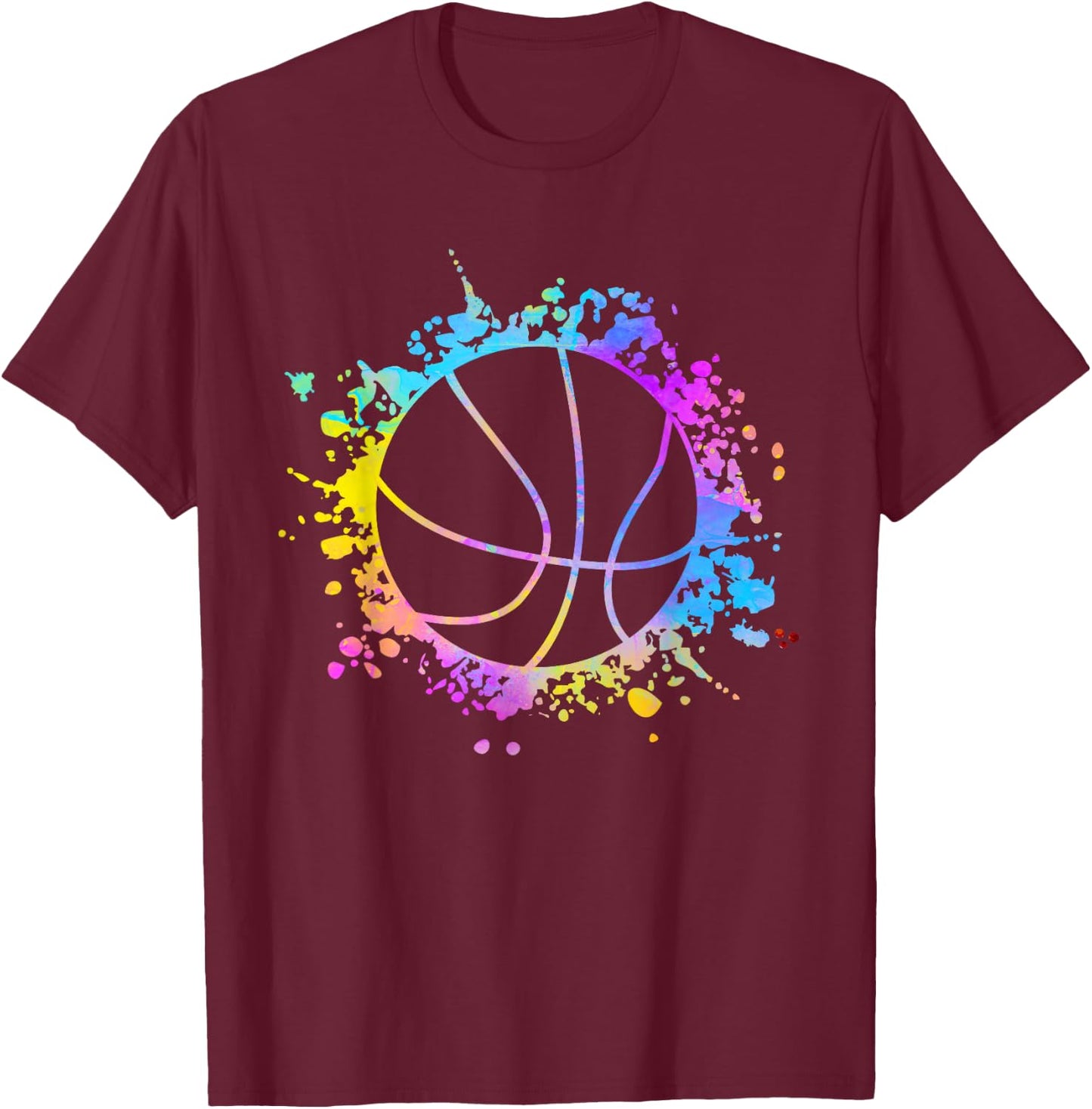 Basketball Colourful Splatters TeensBasket Ball Coaches T-Shirt - T-Shirt | Maroon