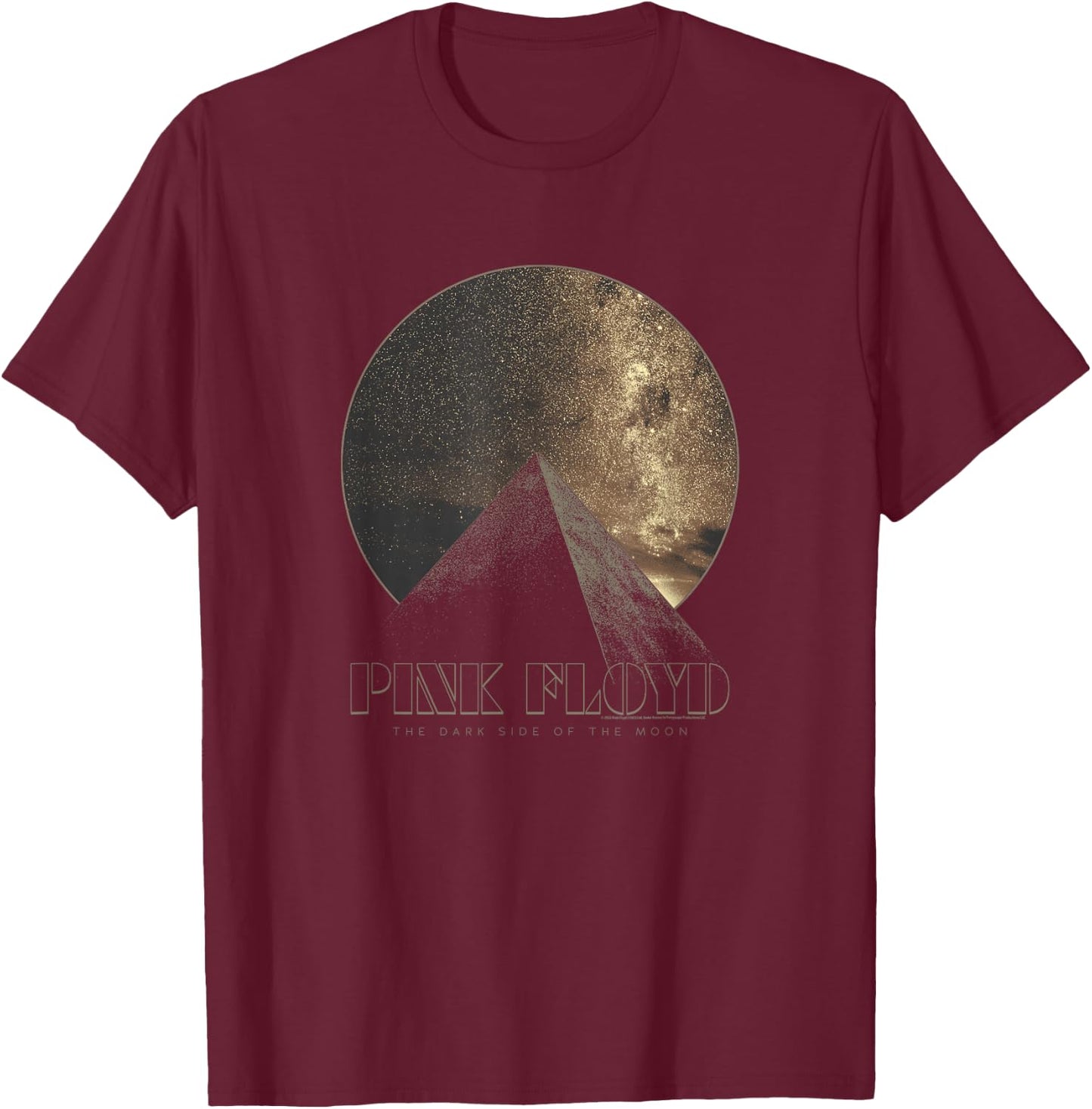 Pink Floyd The Dark Side of the Moon Pyramid Circle T-Shirt - T-Shirt | Maroon