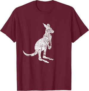 Vintage Kangaroo - Marsupial Zookeeper Safari Animal Lover T-Shirt - T-Shirt | Maroon
