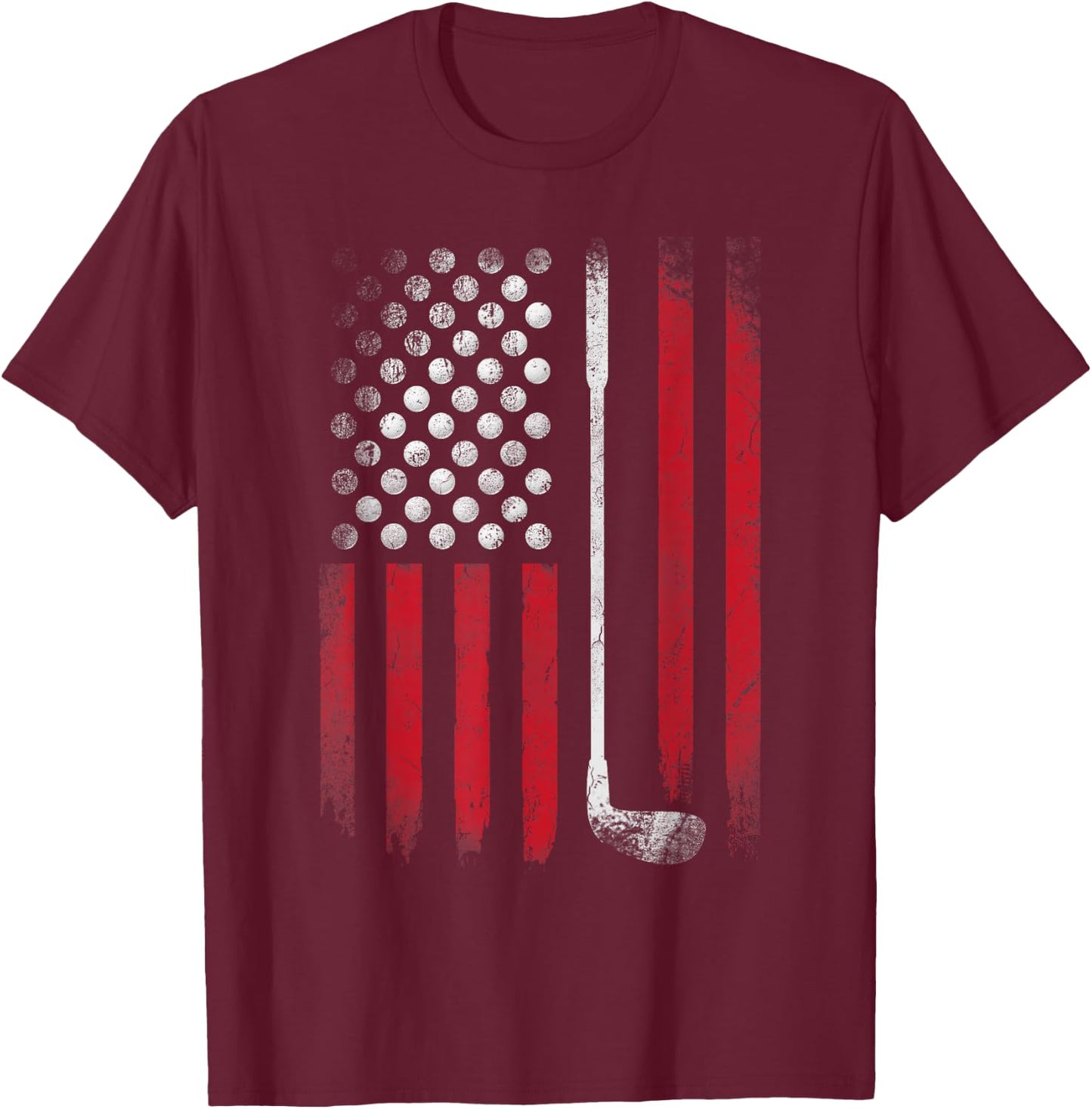 Funny American Flag Golf for Golfer T-Shirt - T-Shirt | Maroon