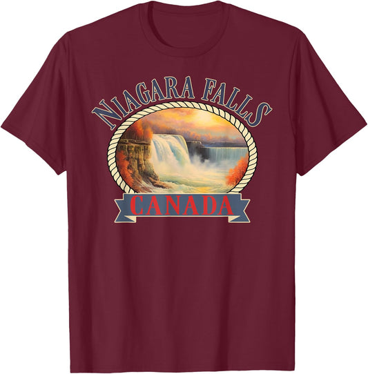 Niagara Falls Canada USA Nature river T-Shirt - T-Shirt | Maroon