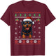 Rottweiler Dog Ugly Christmas Sweater Xmas For Adults Kids T-Shirt - T-Shirt | Maroon