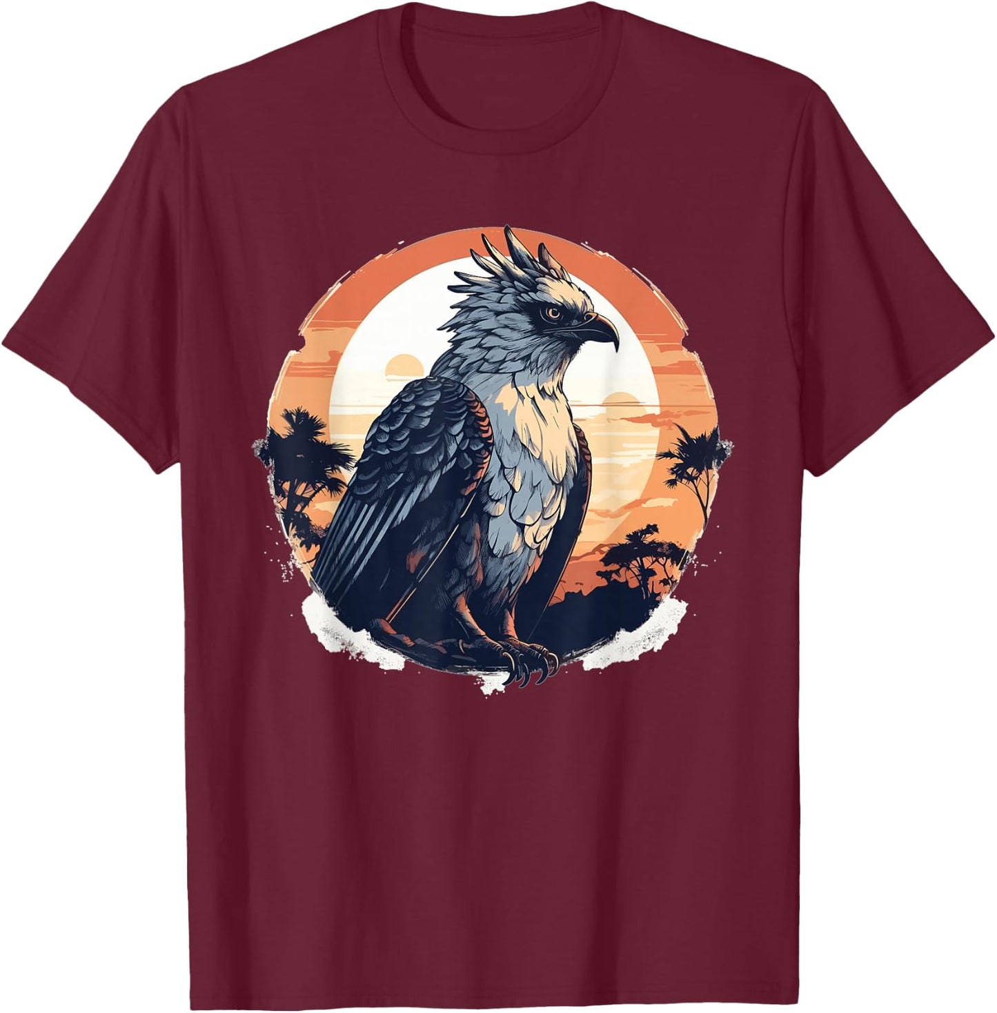 Harpy Eagle - VINTAGE Illustration Graphic T-Shirt - T-Shirt | Maroon