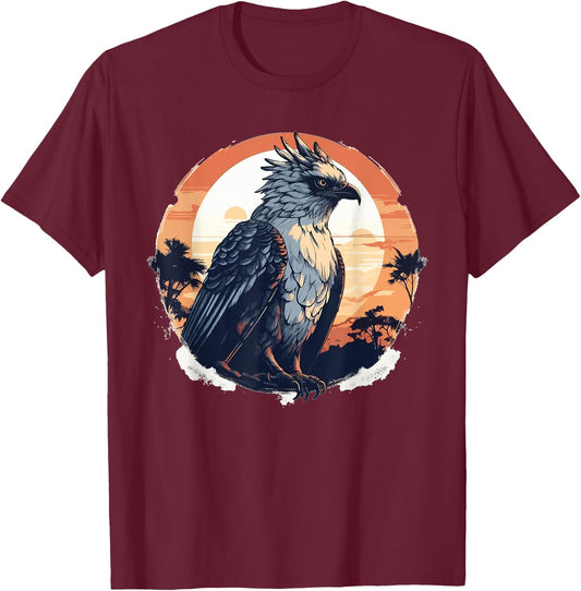Harpy Eagle - VINTAGE Illustration Graphic T-Shirt - T-Shirt | Maroon