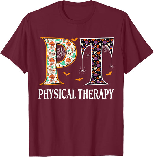 PT Physical Therapy Halloween Physical Therapist Halloween T-Shirt - T-Shirt | Maroon