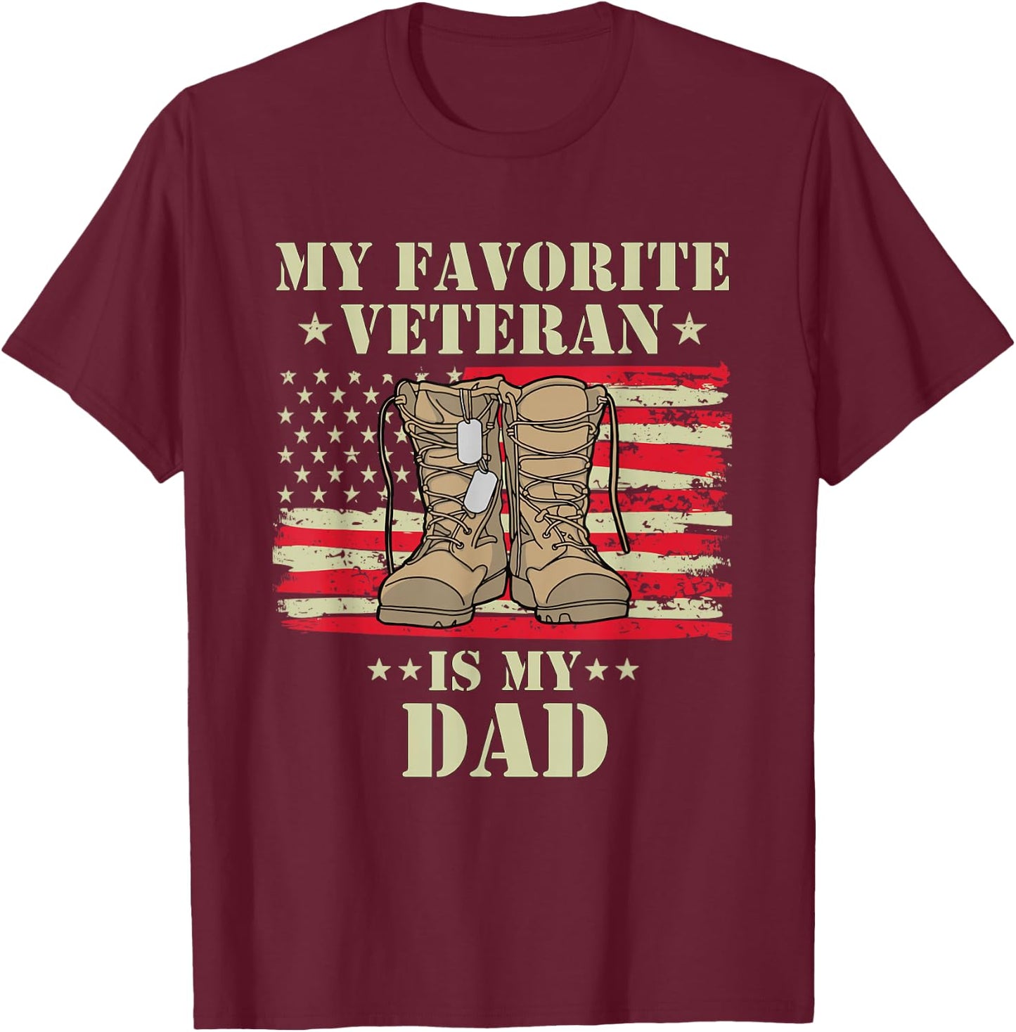 Father Veterans Day My Favorite Veteran is My Dad Proud Kids T-Shirt - T-Shirt | Maroon
