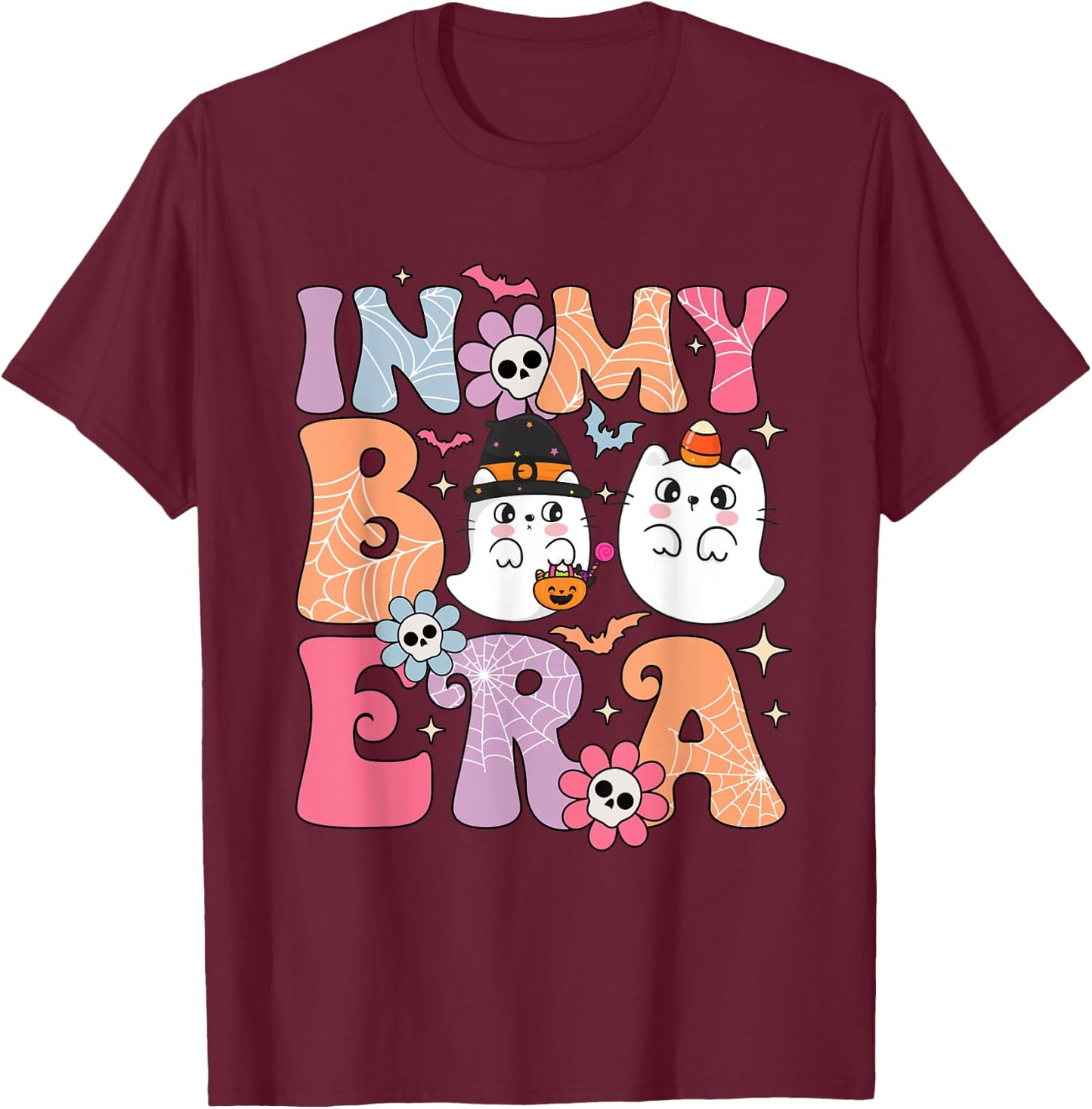 In My Boo Era Retro Cute Little Ghost Boo Halloween Costume T-Shirt - T-Shirt | Maroon