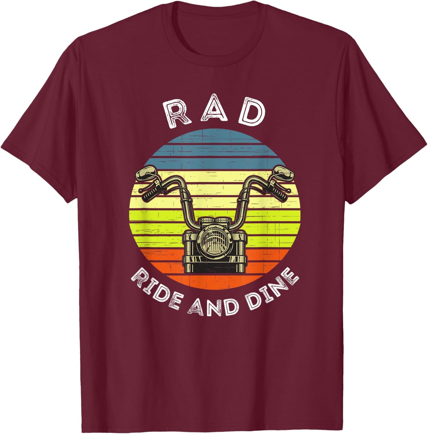 Retro Ride and Dine Friends Motorcycle Dinner Club Apparel T-Shirt - T-Shirt | Maroon