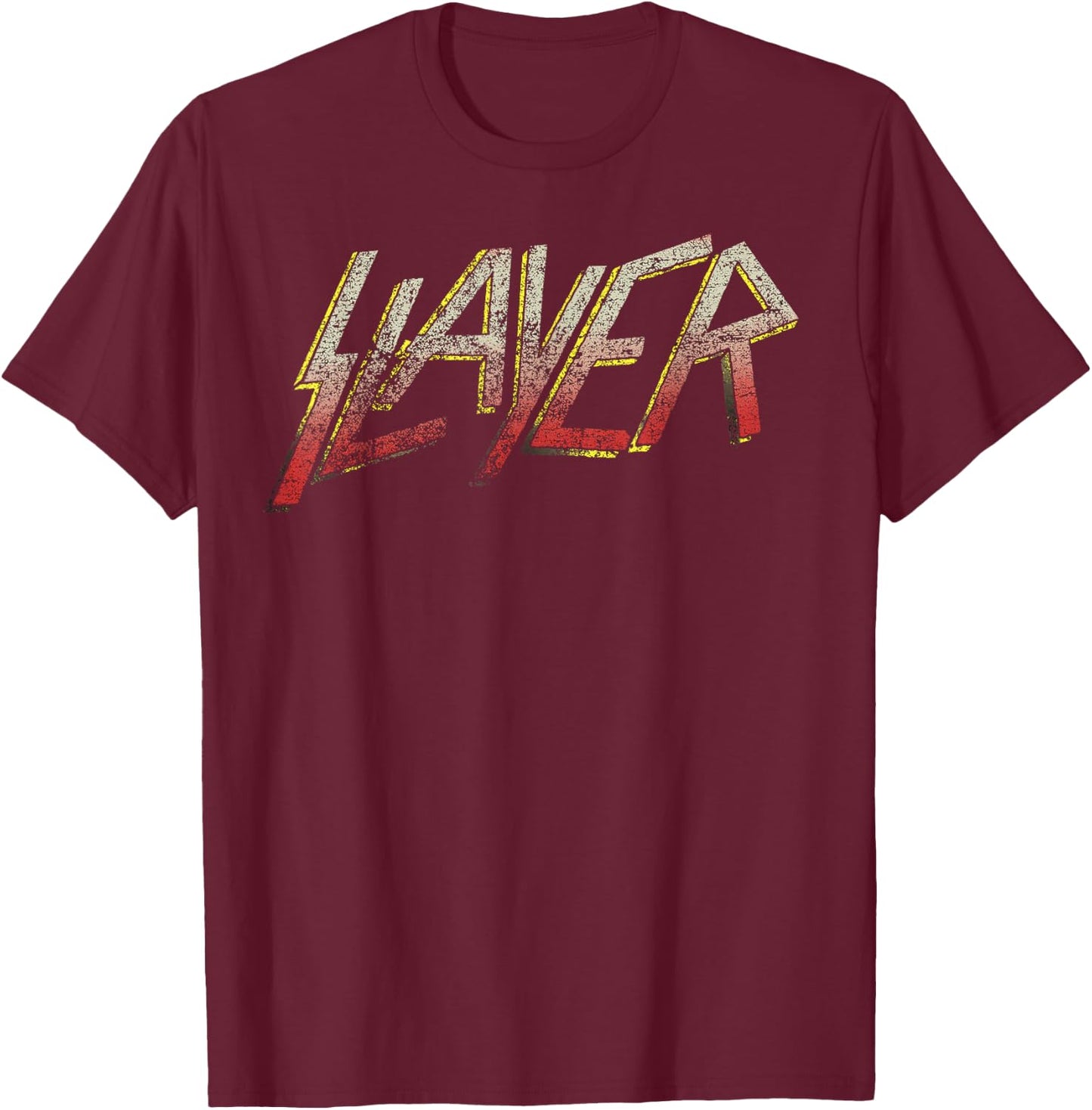 Slayer – Distressed Multicolor Logo T-Shirt - T-Shirt | Maroon
