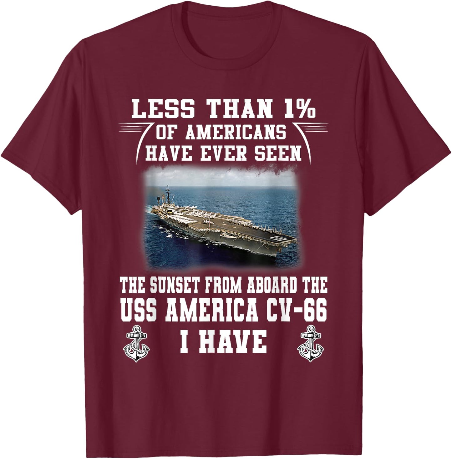 USS America CV-66 Aircraft Carrier T-Shirt - T-Shirt | Maroon