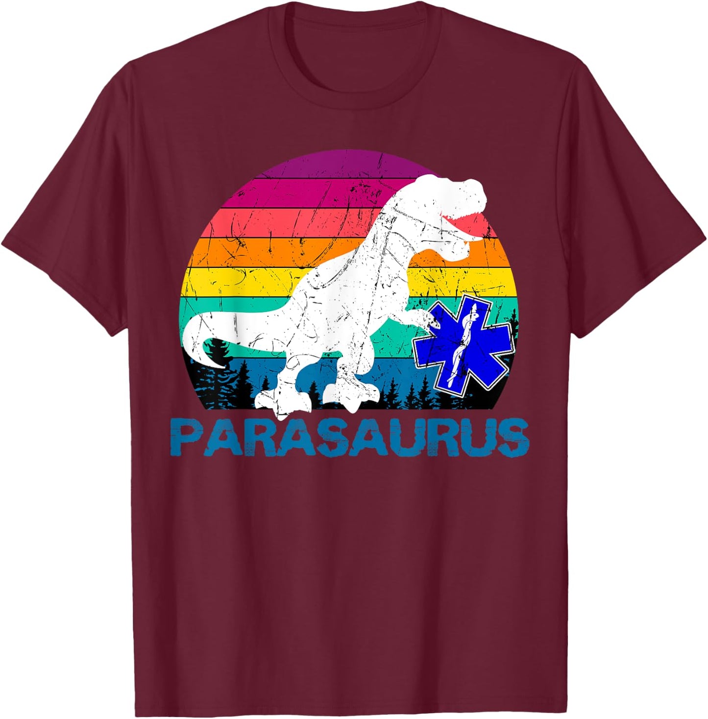 Paramedic Retro Vintage T-Rex Emergency Medical Technician T-Shirt - T-Shirt | Maroon