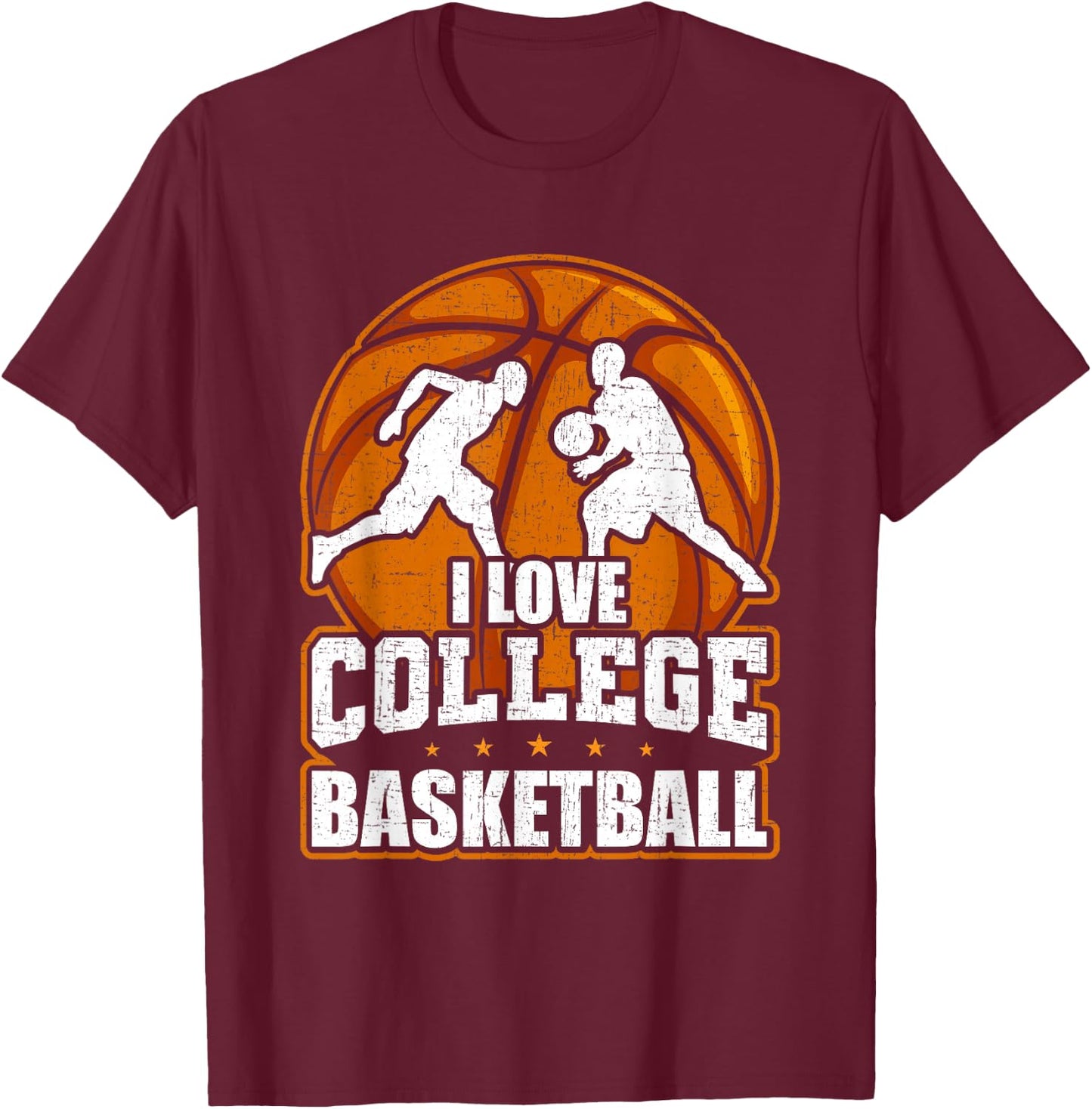 I Love College Basketball Player T-Shirt - T-Shirt | Maroon