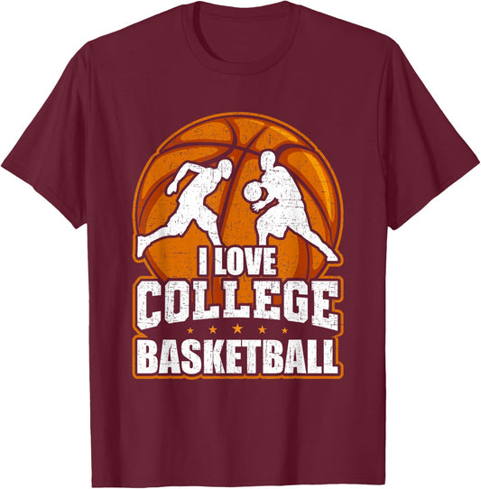 I Love College Basketball Player T-Shirt - T-Shirt | Maroon