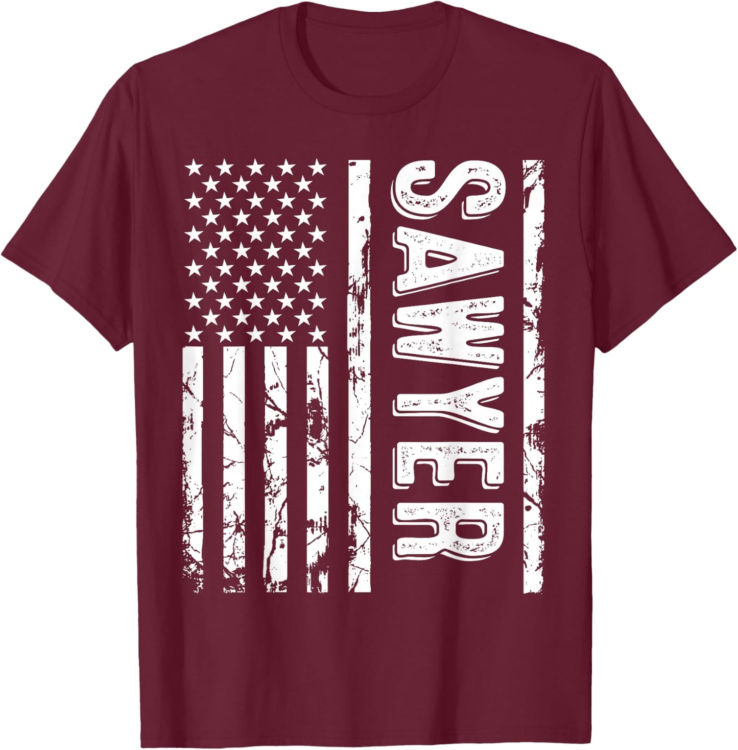 Sawyer Last Name Funny Surname Team Sawyer Family Reunion T-Shirt - T-Shirt | Maroon