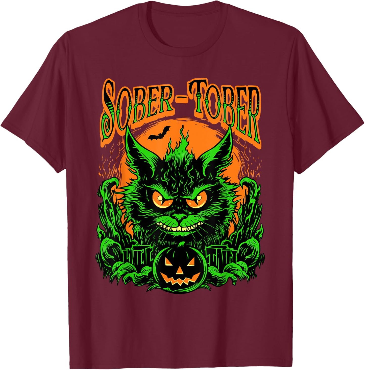 Sober Tober Sobriety Stop Drinking October Sobor Halloween T-Shirt - T-Shirt | Maroon