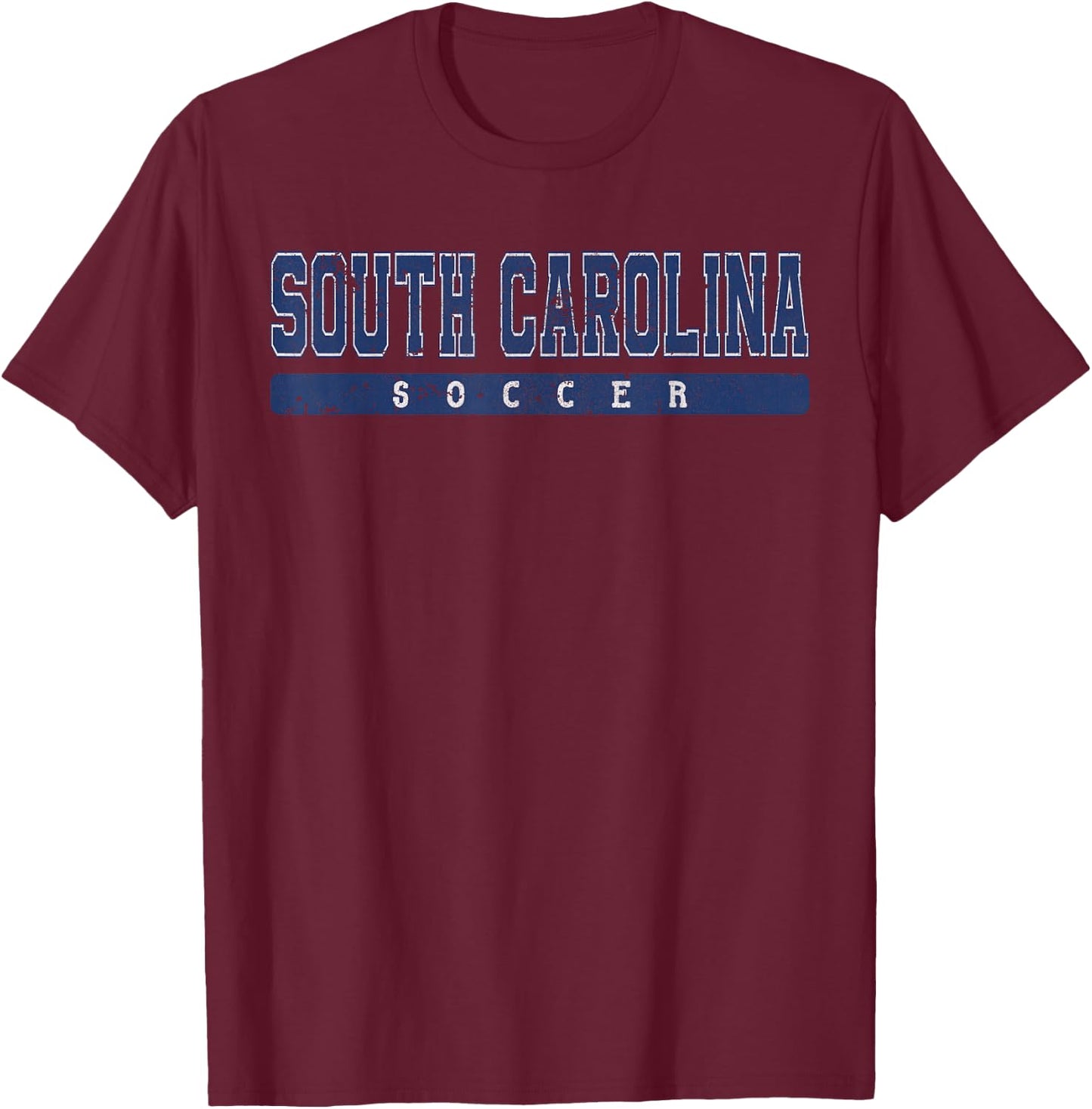 South Carolina Soccer Blue Vintage Text T-Shirt - T-Shirt | Maroon
