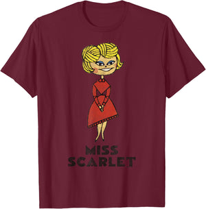 Clue Retro Miss Scarlet Portrait T-Shirt - T-Shirt | Maroon