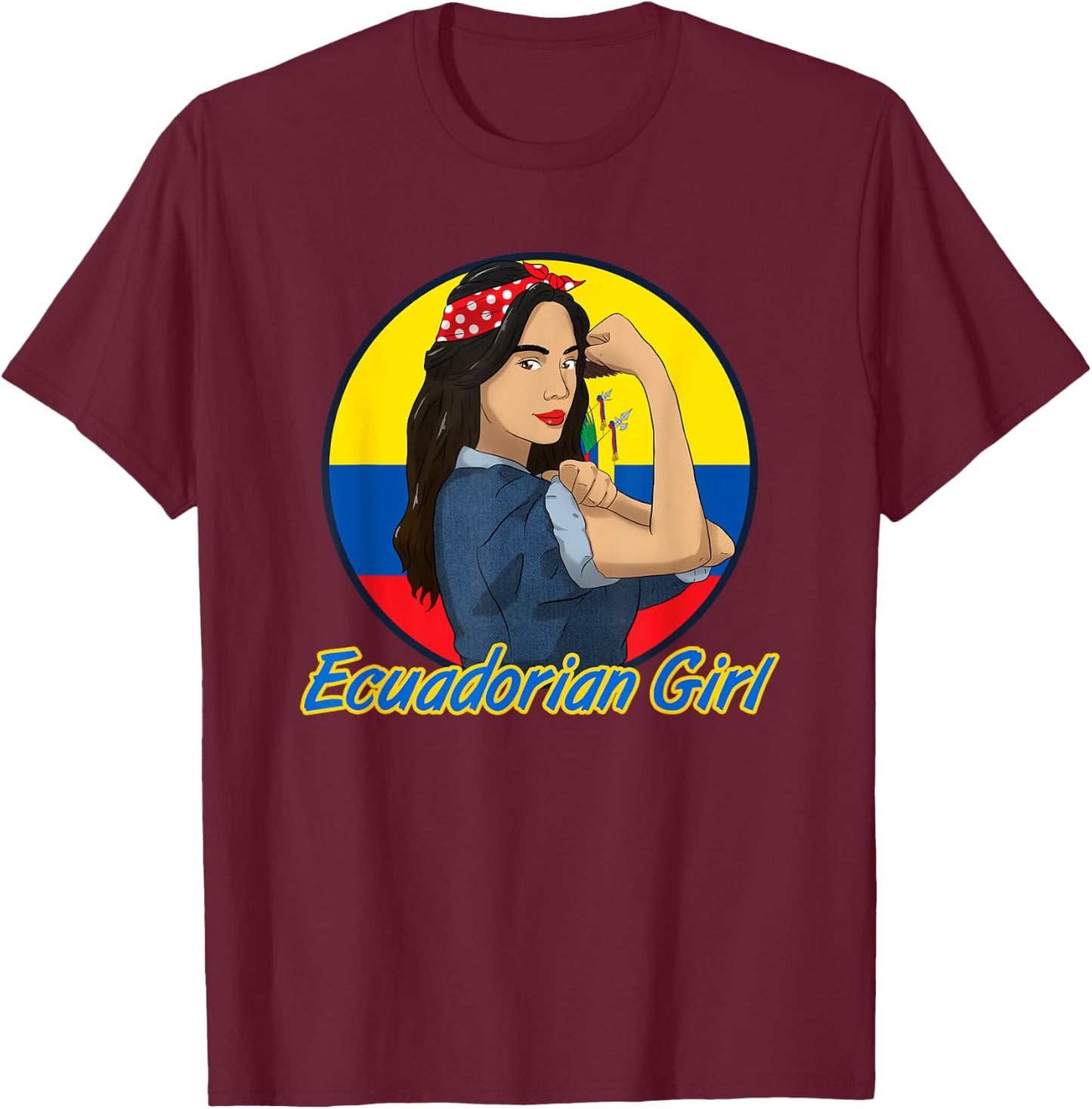 Ecuador Proud Ecuadorian Flag Hispanic Girl Woman T-Shirt - T-Shirt | Maroon