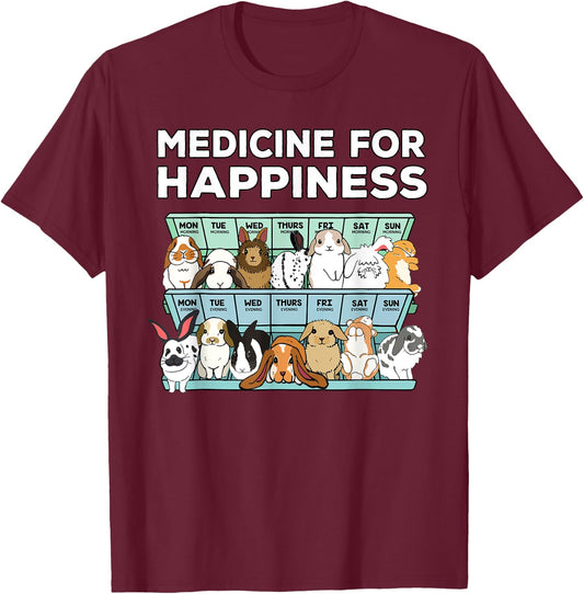 Medicine for happiness bunnies T-Shirt - T-Shirt | Maroon