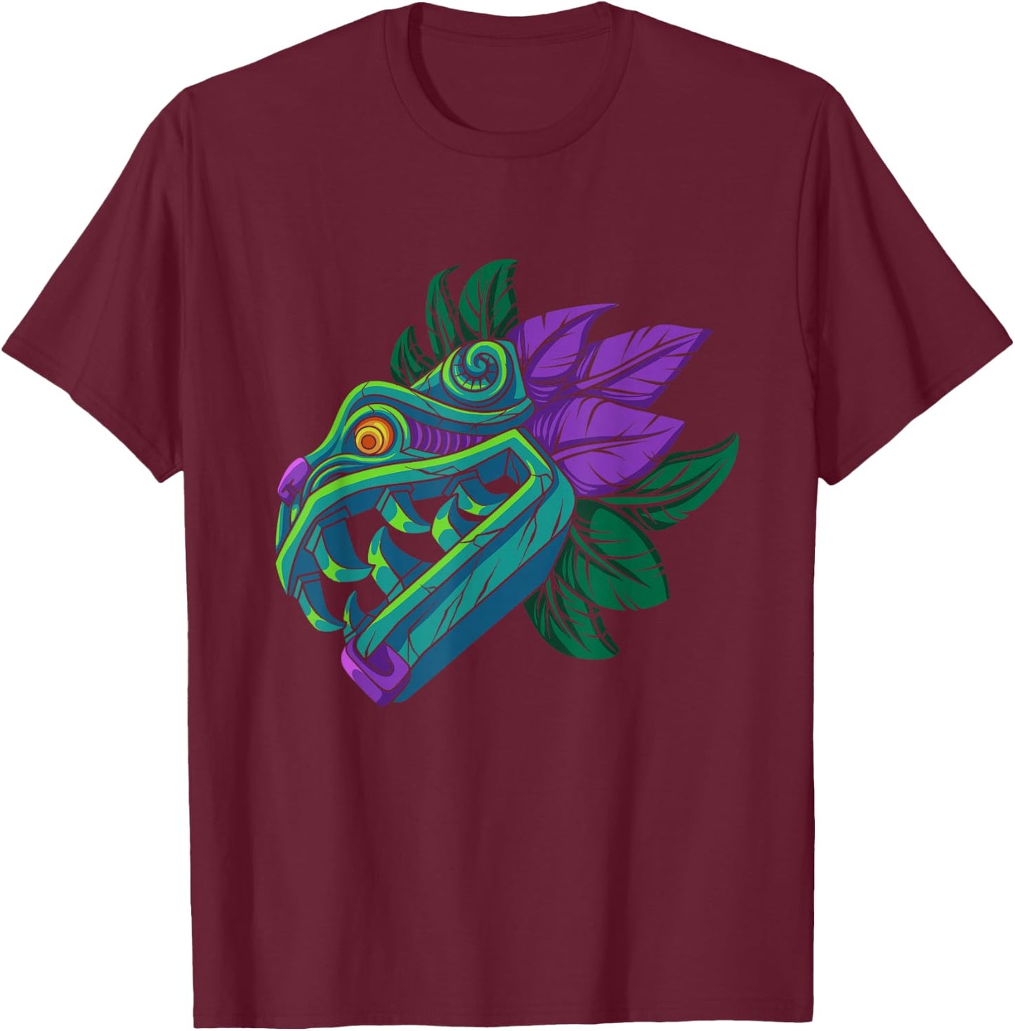 Quetzalcoatl Mayan God Aztec Dragon Serpent Mexico Mythology T-Shirt - T-Shirt | Maroon