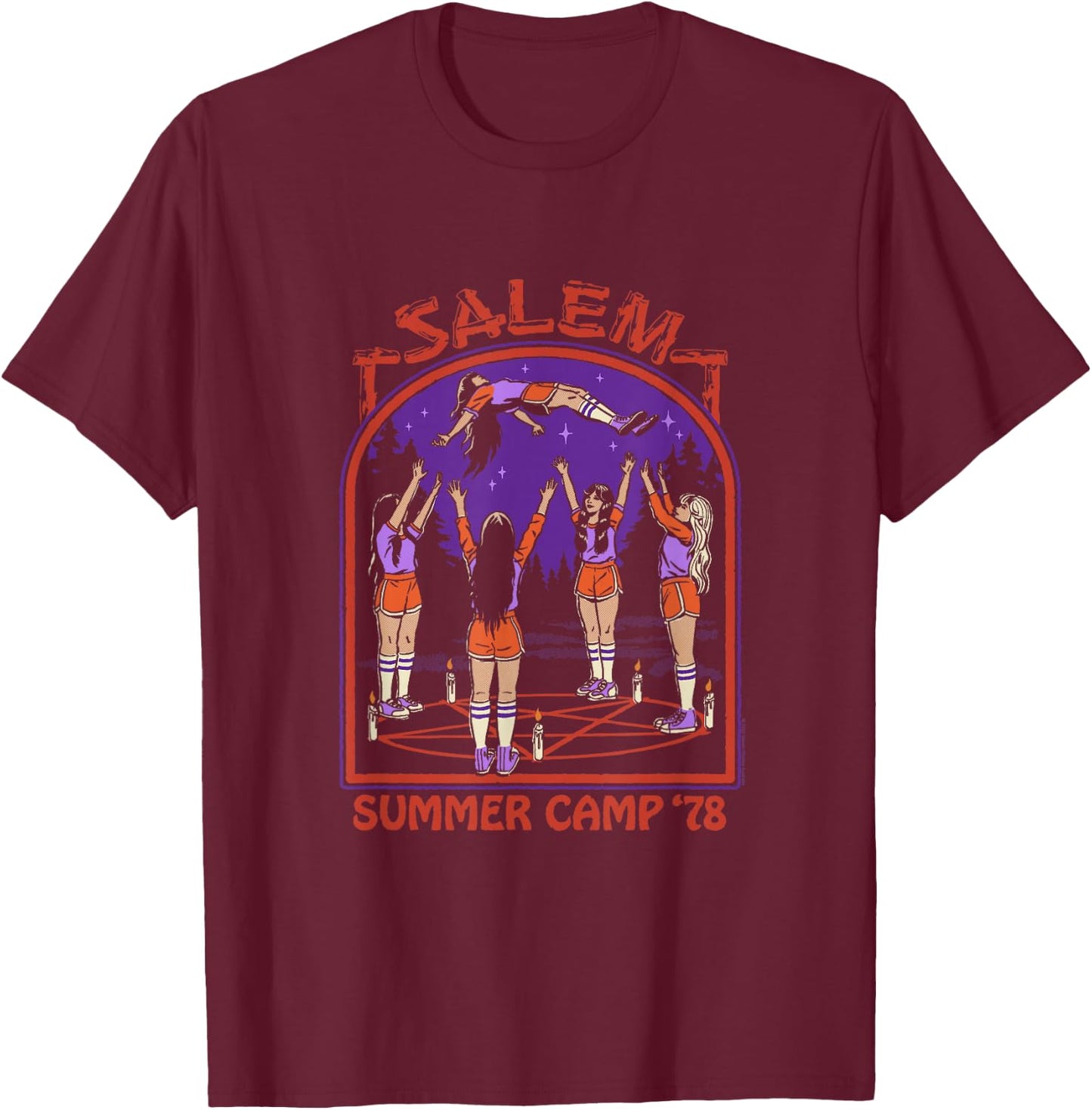 Steven Rhodes Salem Witch Summer Camp '78 Retro Dark Humor T-Shirt - T-Shirt | Maroon