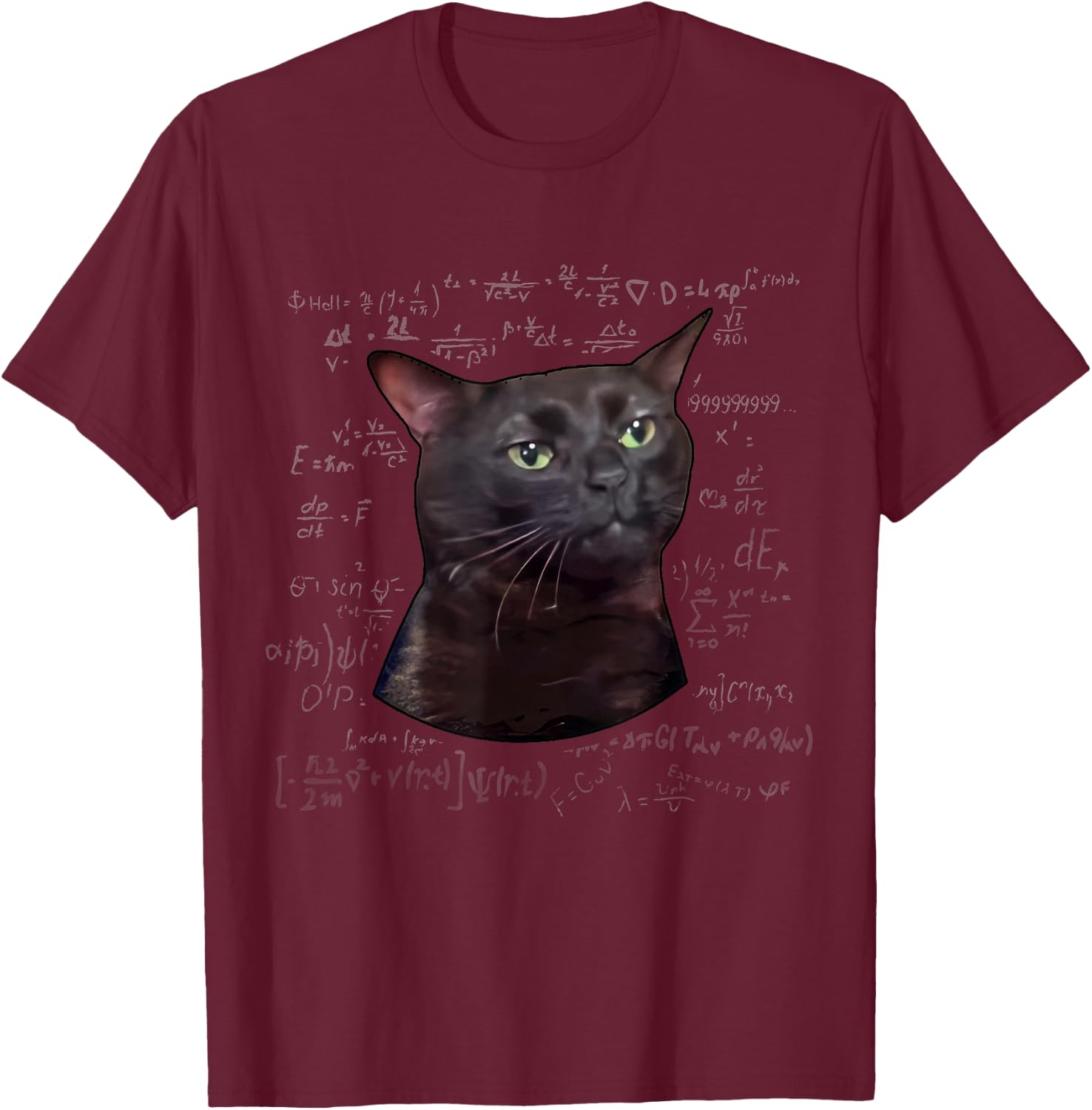 Funny Cat Zoning Out For Cat Day Or Halloween Men Women T-Shirt - T-Shirt | Maroon
