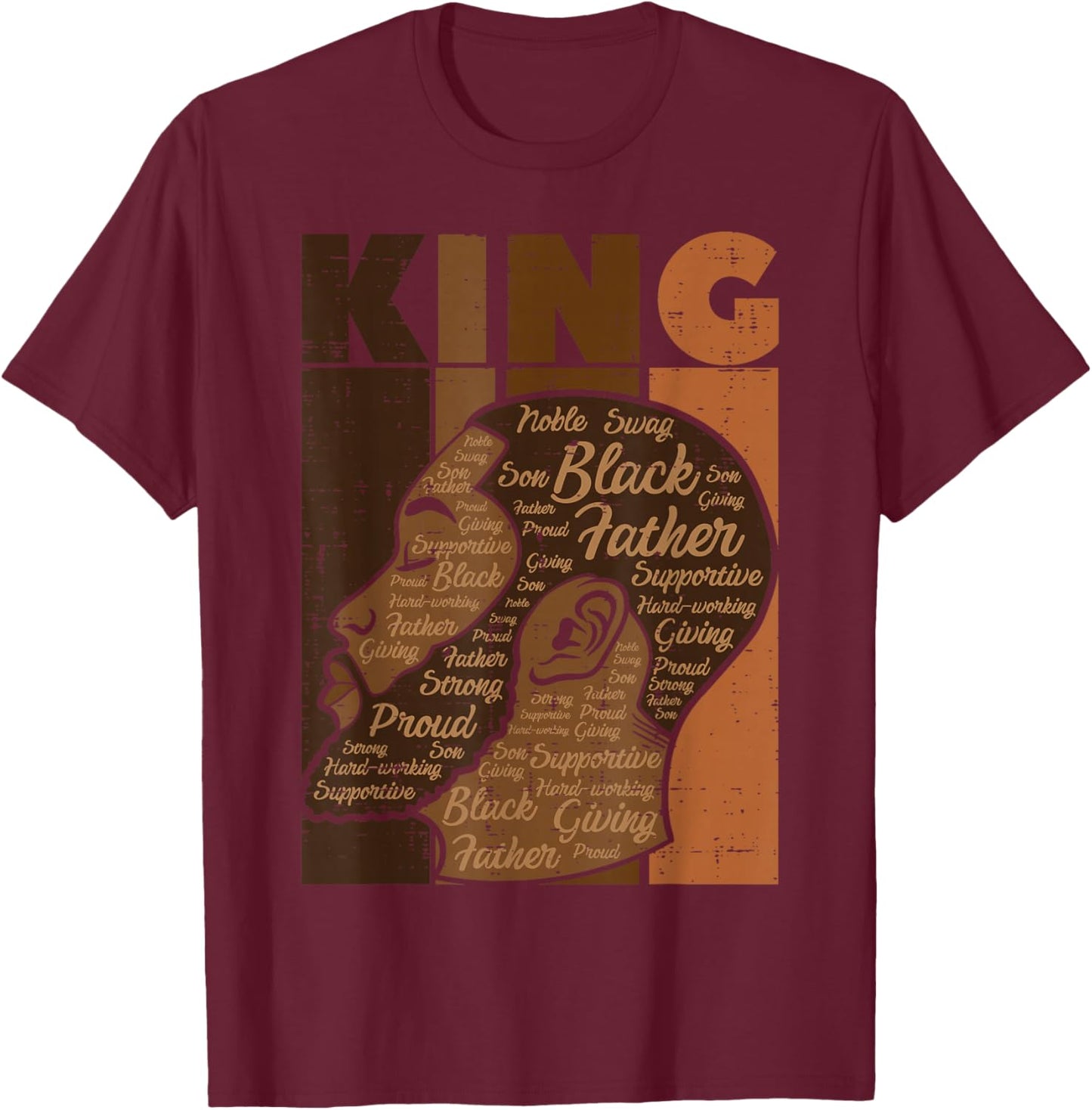 Black History King Father Melanin African American Dad Men T-Shirt - T-Shirt | Maroon
