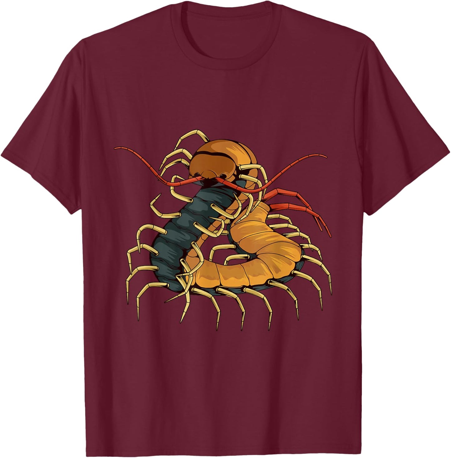 Centipede Art Design Illustration Insect Centipede T-Shirt - T-Shirt | Maroon